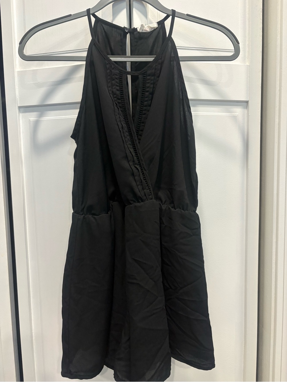 Sienna Sky Black Halter Mini Dress with Plunge Detail